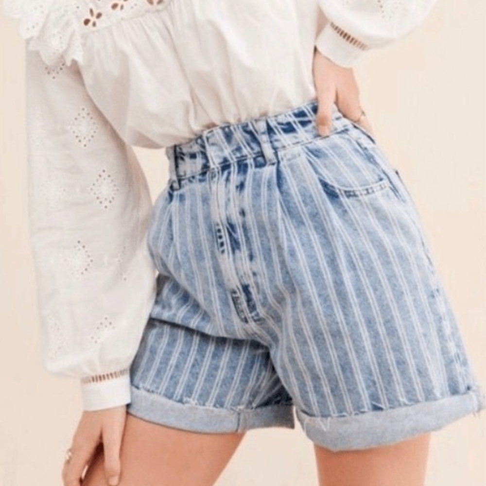 Free People  Striped Jeans shorts